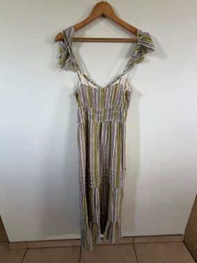 Max + Ash dress Striped Green and White Maxi Sundress large